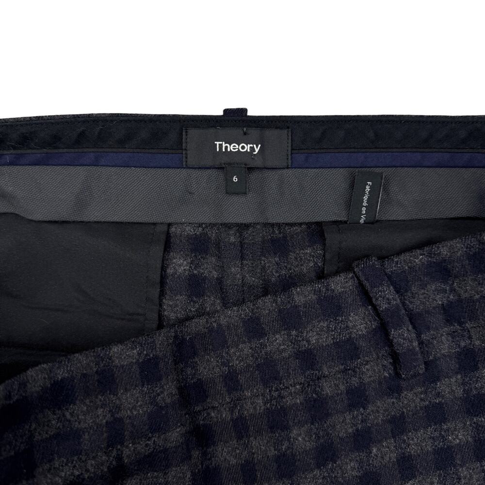 THEORY Trecca 2 Wool Cashemere Blend Cropped Trousers Size 6 Brisk Check - Picture 4 of 5